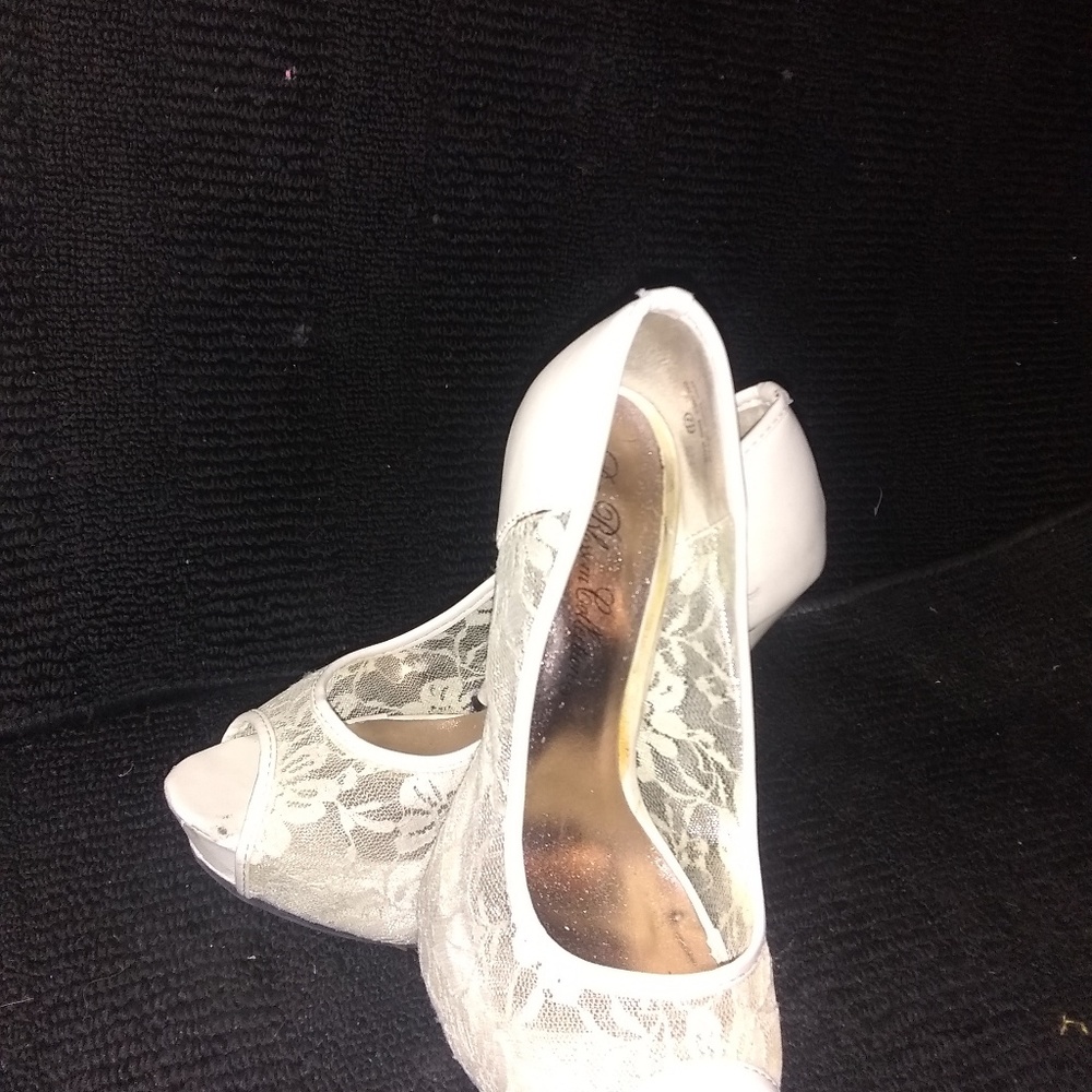 Cream lace high heels